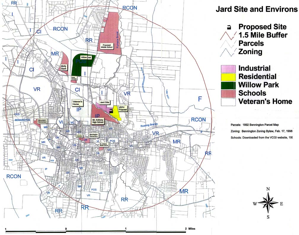 Modified zoning map of Bennington, VT